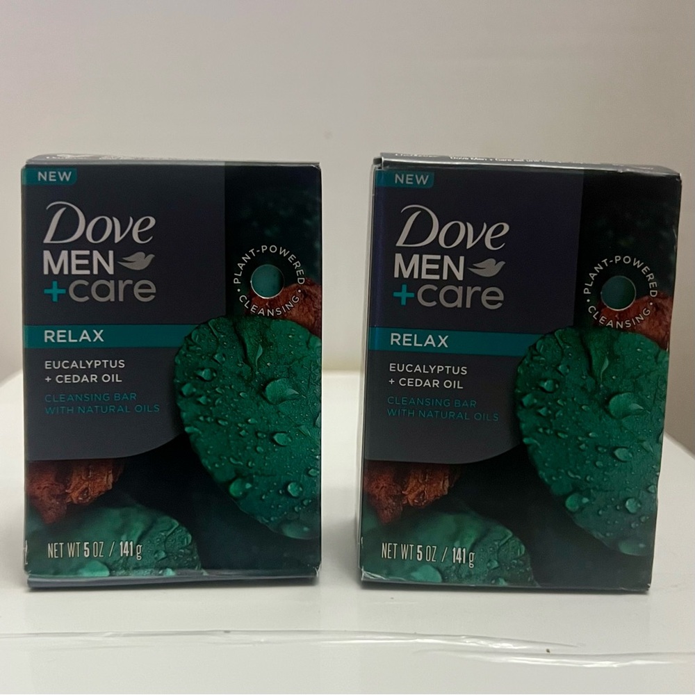 2x DOVE MEN + CARE Bar Soap Relax Eucalyptus & Cedar Oil 5 oz Each Cleansing